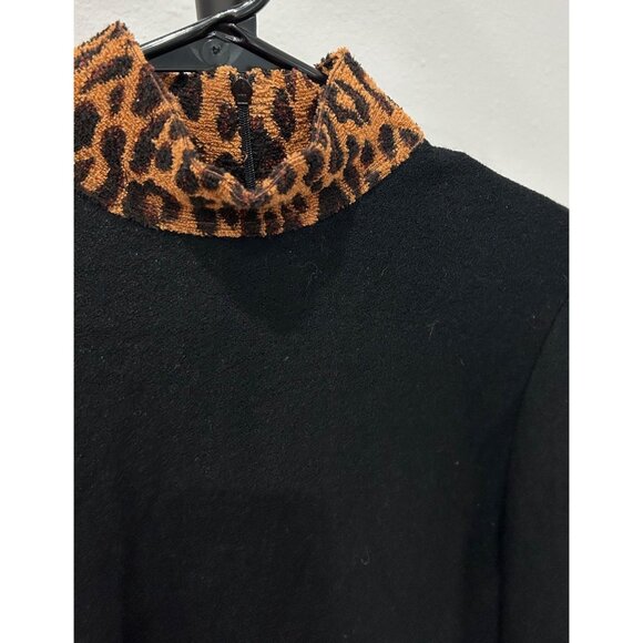 Vintage Mevisto Black Sweater Leopard Print Collar Cuffs Size 8 - Picture 4 of 8